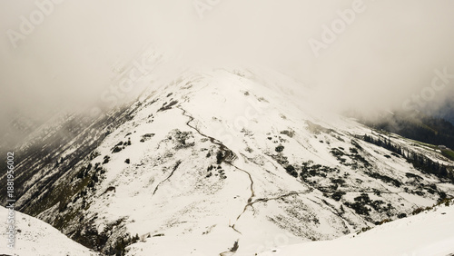 Another onset of winter in May, hiking trail from the Kanzelwandbahn mountain station to the Fellhorn, Allgäu Alps, Bavaria, Germany