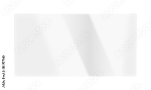 Realistic shiny glossy glass panel with reflective light glare, transparent overlay, isolated background, rectangle gradient, modern window, mirror surface effect