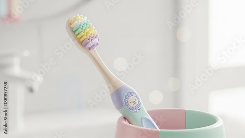 Wallpaper Mural Pastel children's toothbrush in bathroom Torontodigital.ca