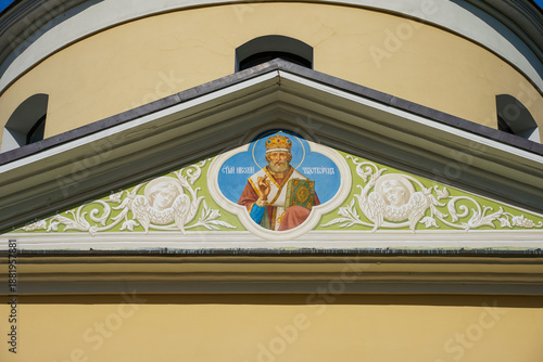 Photography Detail of a Church of the Holy Trinity on Sparrow Hills on a sunny summer day in Moscow, Russia
