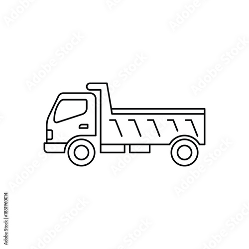 Dump truck, linear icon. Editable stroke