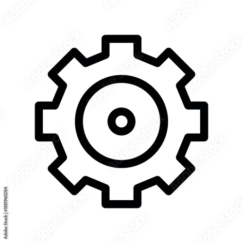 Bold Line Icon of Gear with Circular Hub Center
