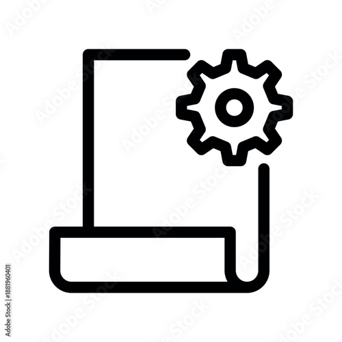 Bold Line Icon of Document Page with Gear Settings Symbol