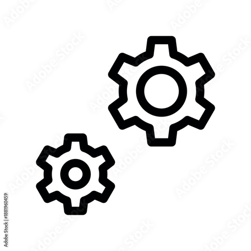 Pair of Bold Line Gear Icons for Settings Menu
