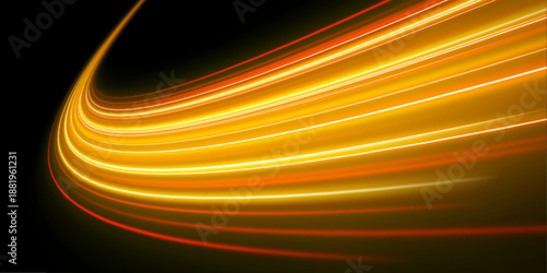 Bright red speed track radiates heat, motion, and intensity through glowing neon streaks. Vector
