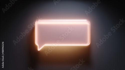 Digital illustration of a speech bubble. the speech bubble is in the center of the image and is made up of a gradient of pink and orange colors.