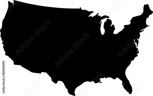 Black silhouette map of the united states on a white background america outline