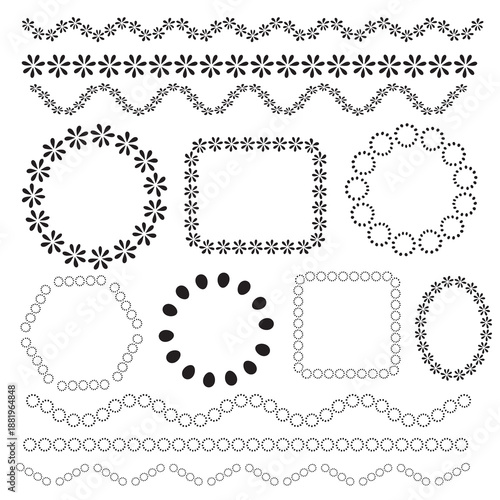 Set of black line art frames