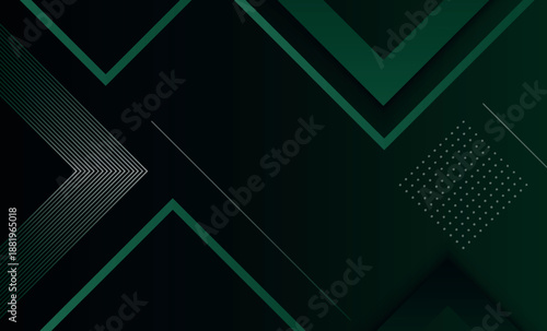 Dark green gradient abstract background with modern combination square shapes and lines. Minimalist geometric background concept for cover, banner, brochure, certificate, presentation and website.