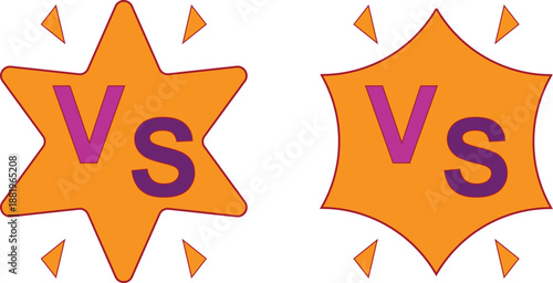 Versus Comparison Badge Star And Shield Shape Flat Vector Illustration