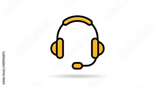 online support headset a clean minimal animated icon Flat 2D vector outline illustration Clean solid background
