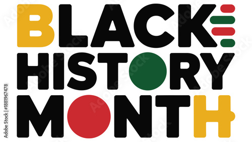 black history month celebration typography design with african heritage colors on clean background for cultural awareness campaign