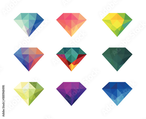 Vibrant Polygonal Diamond Shapes Collection