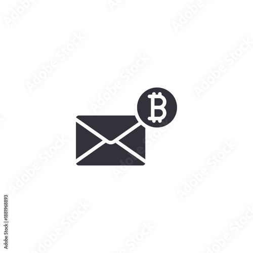 Envelope with Bitcoin symbol icon representing crypto payment notification, digital transaction message, online wallet communication, and blockchain transfer alert.