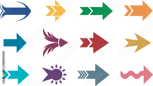 Set of colorful flat design directional arrows isolated