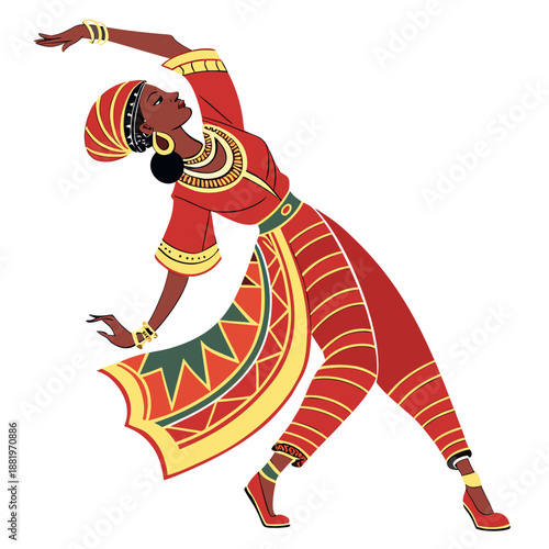 Woman Dancing Traditional Folk Dance Cultural Heritage and Artistic Performance Vector Illustration