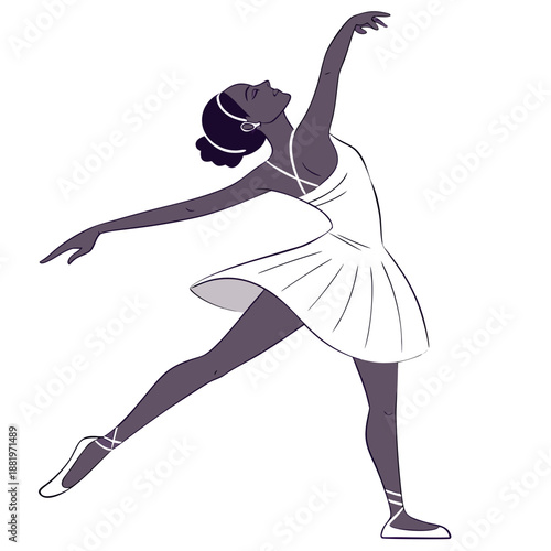 Elegant Female Dancer Performing Arts with Raised Arms Vector Illustration