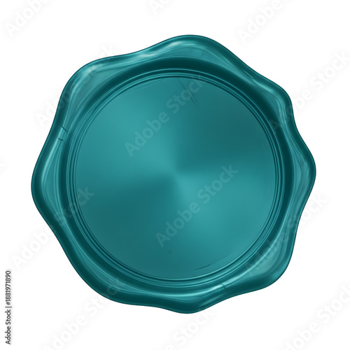 Teal wax seal isolated on transparent background