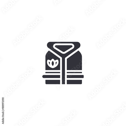 Folded bathrobe with spa emblem icon, representing luxury spa facilities, comfort, hospitality service, and relaxation experience.