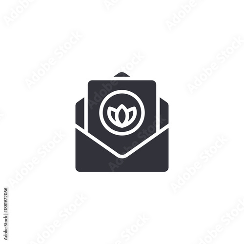 Envelope with spa logo icon, symbolizing beauty service booking confirmation, promotional messages, and wellness communication.