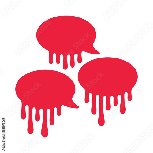 Tableau sur toile Red speech bubbles with drips isolated on white background icon