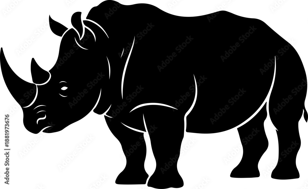 Fototapeta premium Rhino silhouette vector illustration