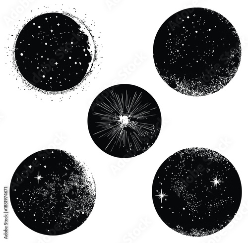 celestial bodies vector with white star patterns 1