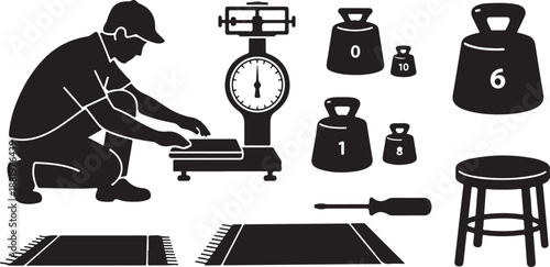 Man preparing weights on a scale for exercise routine