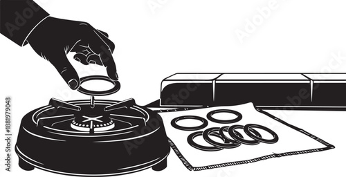 Hand placing gasket on mechanical seal or O-ring maker