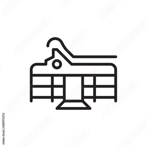 Spreader machine icon symbolizing textile cutting room automation, representing fabric lay-up systems, garment ply spreading, automated textile carriage technology, and apparel production efficiency.