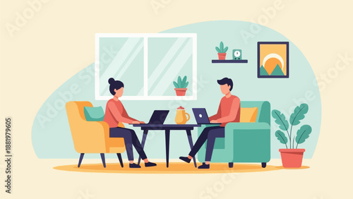 Two people working on laptops in a cozy room (1)