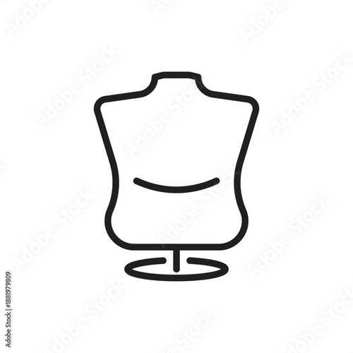 Industrial mannequin icon symbolizing garment fitting and apparel design, representing professional tailor dummies, factory size standards, clothing draping forms, manufacturing quality control tools.