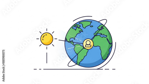 Earth with padlock secured to sun's gravitational pull orbiting