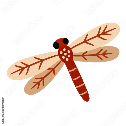 Dragonfly in Flat Illustration for Nature and Garden Design