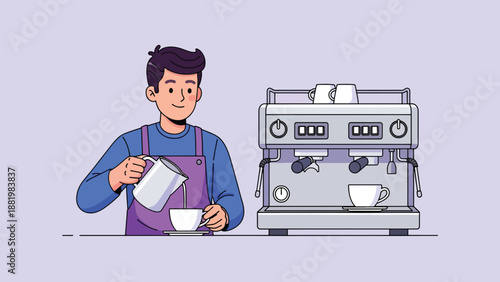 Barista Preparing Coffee with Espresso Machine.
