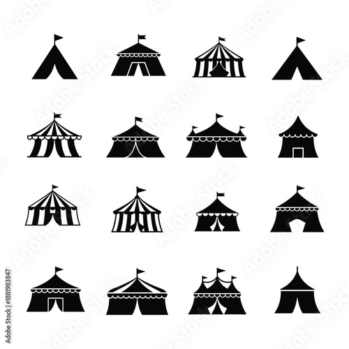 Circus tent icon silhouette vector illustration isolated design