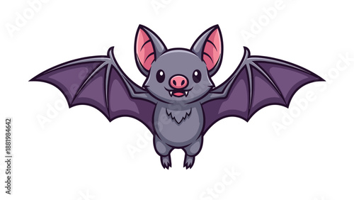 Cute little bat cartoon flying happily.