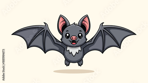 Cute Little Bat Flying Cartoon Vector Illustration.