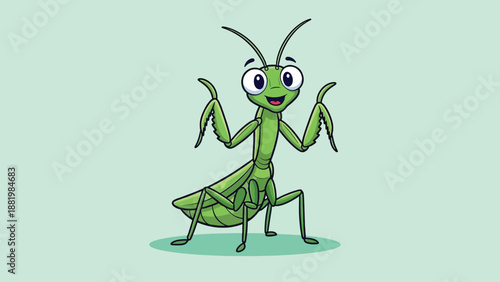 Cute Praying Mantis Cartoon Character.