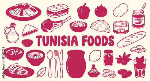 A hand drawn vector collection of Costa Rica food icons with gallo pinto, tamale and coffee in colorful doodle style for a restaurant menu, travel guide and Central American culinary art.