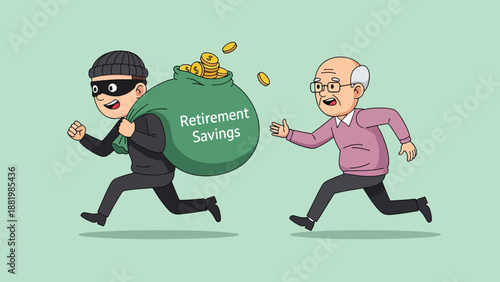 Thief Stealing Retirement Savings from a Elderly Man.