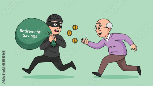 Thief Stealing Retirement Savings from Elderly Man.
