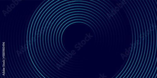 Blue abstract background with circular lines, technology futuristic template. Vector illustration, Eps 10