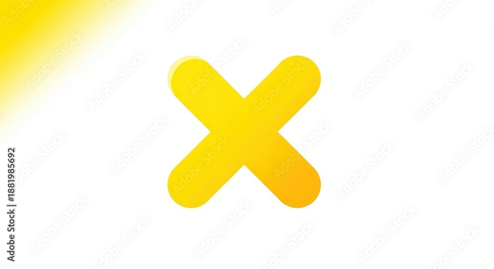 Fototapeta premium Bright Yellow X Symbol on White Background for Design.