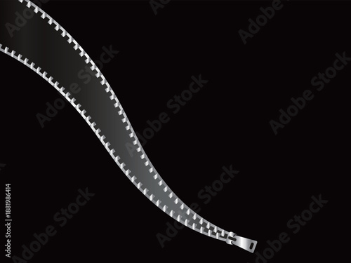 高級感のあるファスナーの背景　ブラック＆シルバー