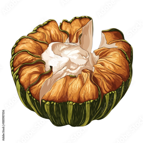 Freshly harvested pumpkin isolated on white background, Vector, illustration