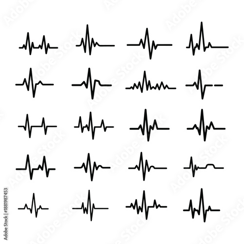 Continuous Heartbeat icon silhouette vector line design