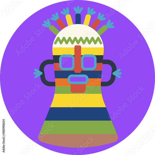 Aya Huma is a traditional Andean figure from Ecuador, recognized by its two-faced mask and colorful costume, symbolizing wisdom, protection, and balance.