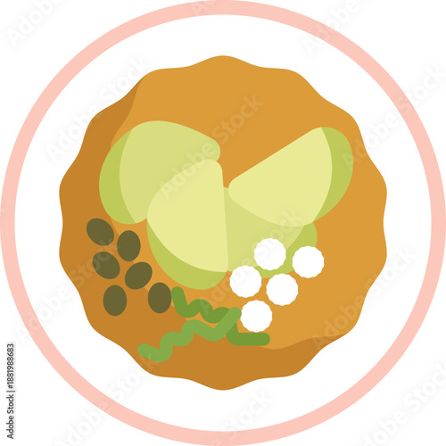 A simple icon representing Locro de Papa, a traditional Ecuadorian potato soup, usually shown as a warm bowl with potatoes and garnish.