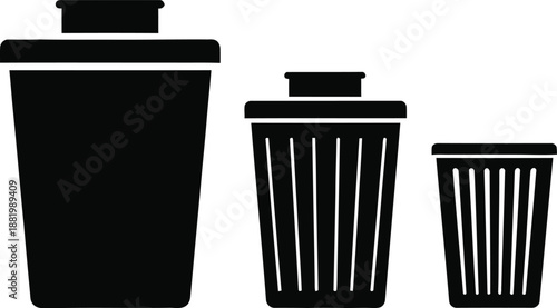 Three Trash Can Icons for Waste Management Solutions